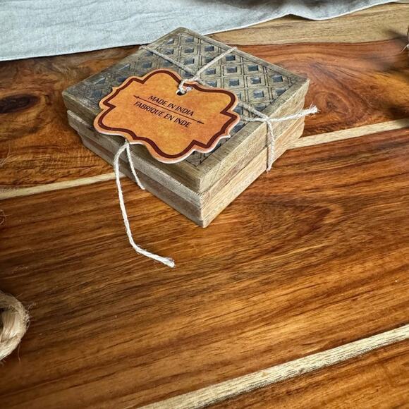 Drink Coasters Made in India Boho Rustic Tableware Coaster Set Dining - Picture 2 of 3